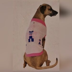 Cozy Pink and White Nutcracker Dog Sweater